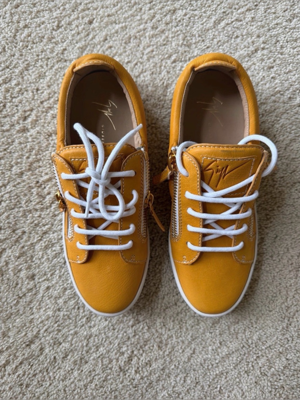 Giuseppe Zanotti Women's Yellow Leather Lace-Up Sneakers